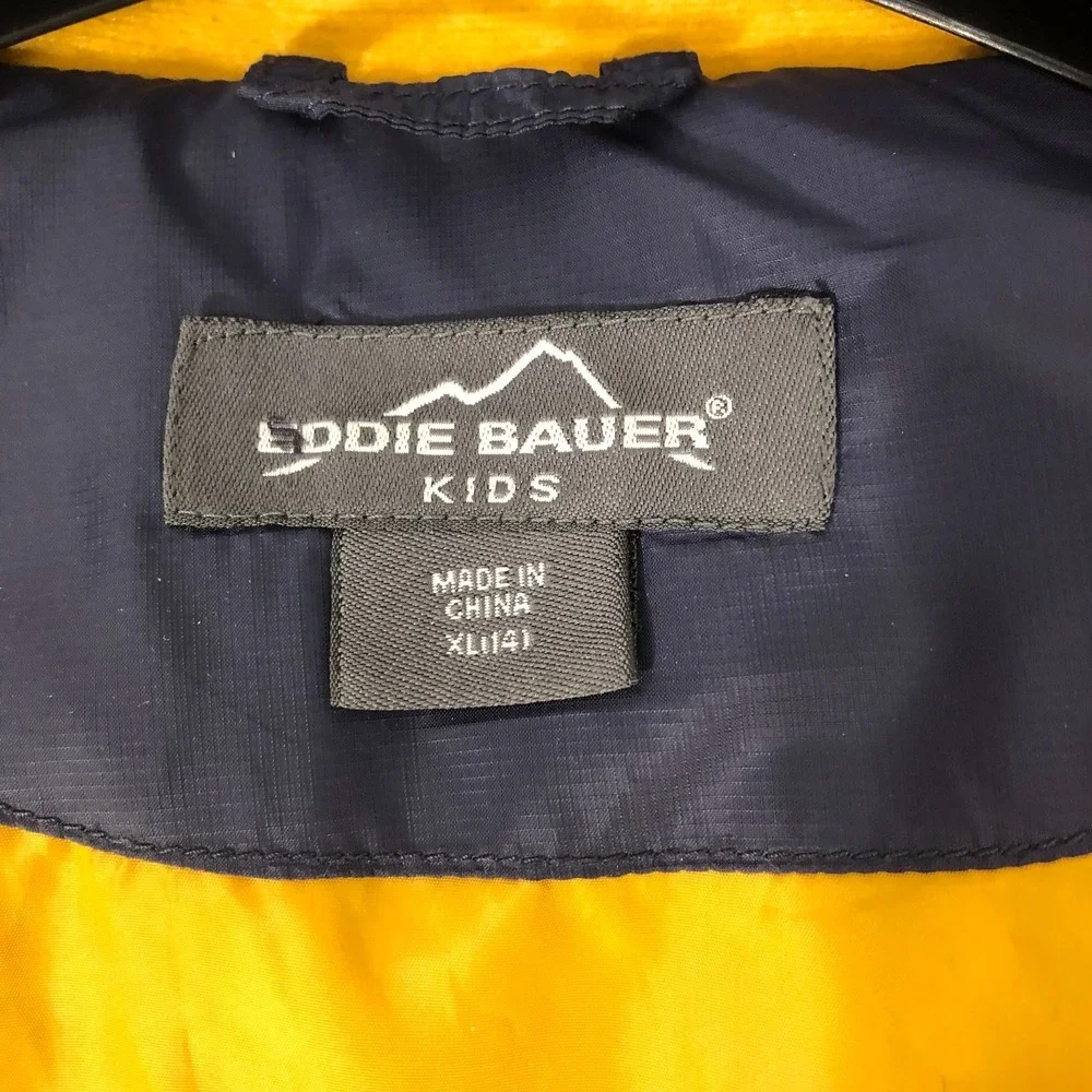 Eddie Bauer Kids Puffer Vest XL 14 Navy Blue Goose Down Filled Jacket Coat Boys